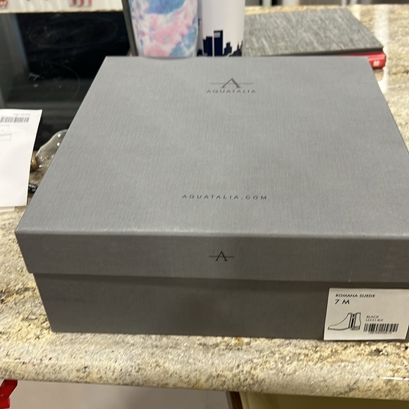Aquatalia black suede booties with 2 side zippers.  Size 7.  In box, never worn - Picture 9 of 9